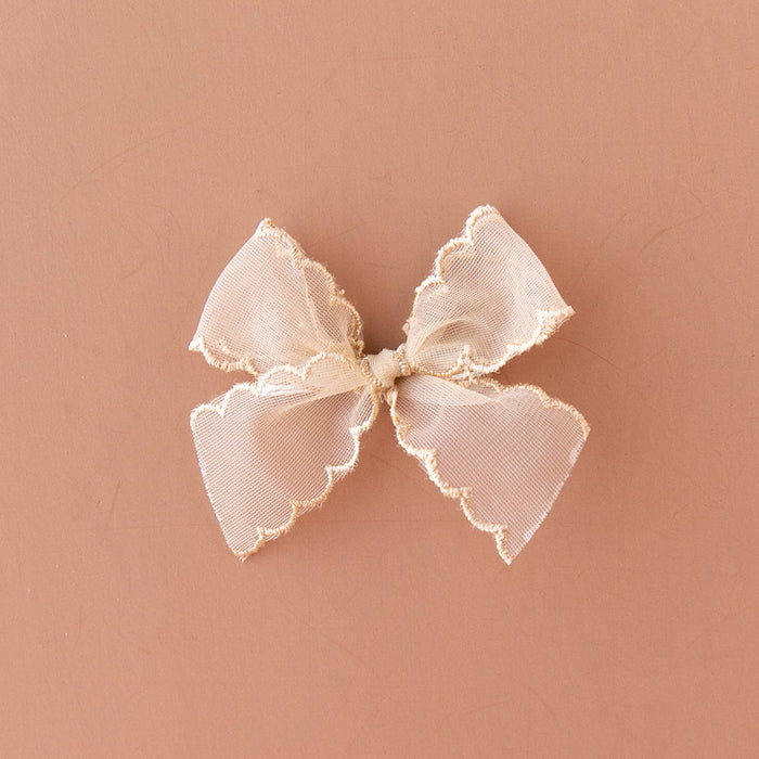 Modern Piggy Ribbon Bow - Nylon Headband - Fawn