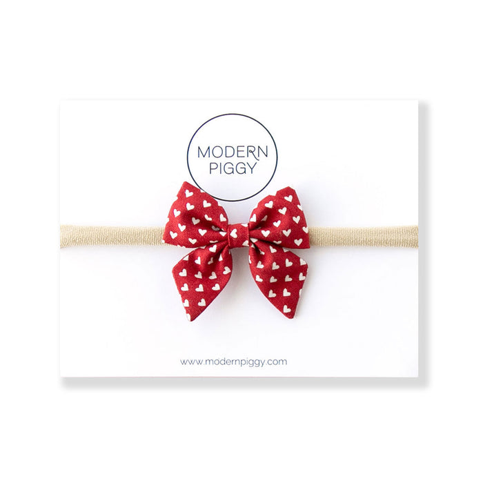 Modern Piggy Seasonal Mini Piggy Bow - Nylon Headband - Be Mine