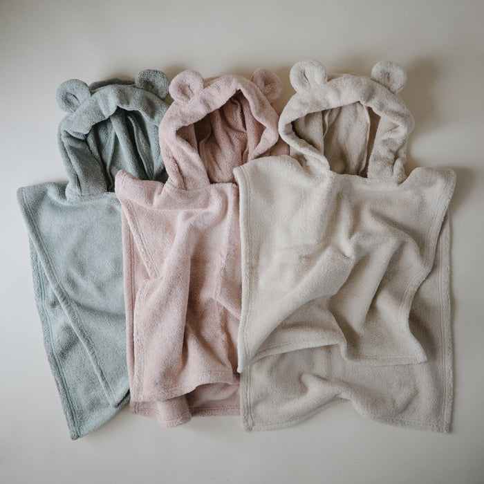 Mushie Bear Poncho Towel - Moss Blush Fog
