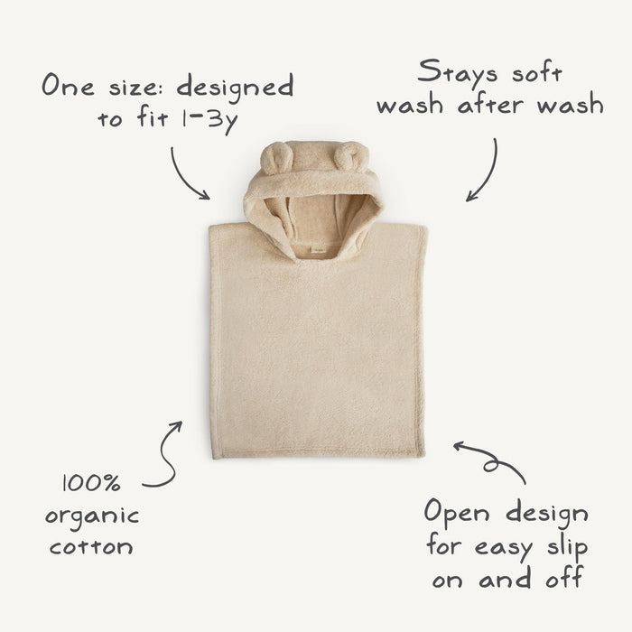 Mushie Bear Poncho Towel - Fog