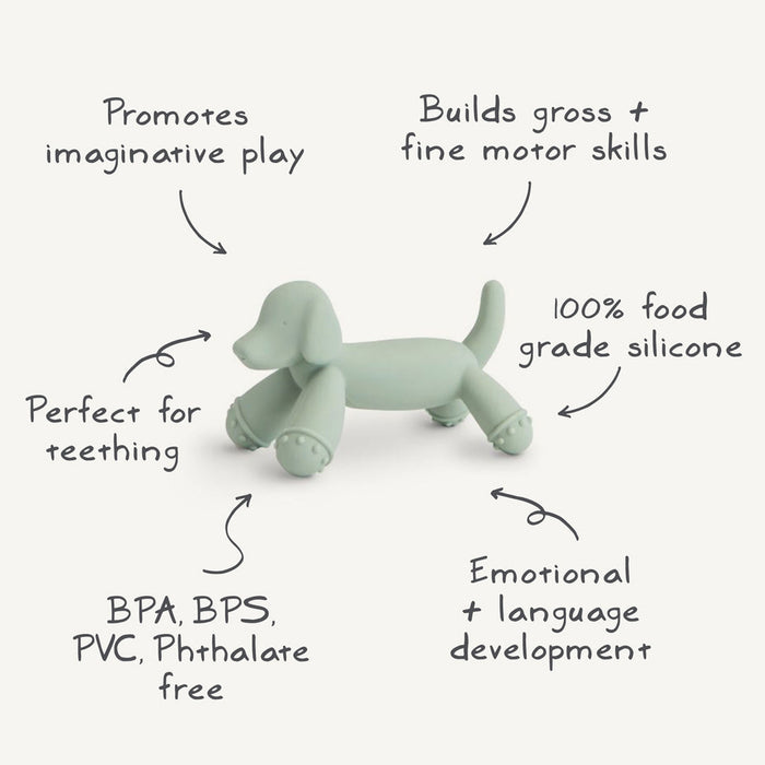 Mushie Dog Figurine Teether - Sage