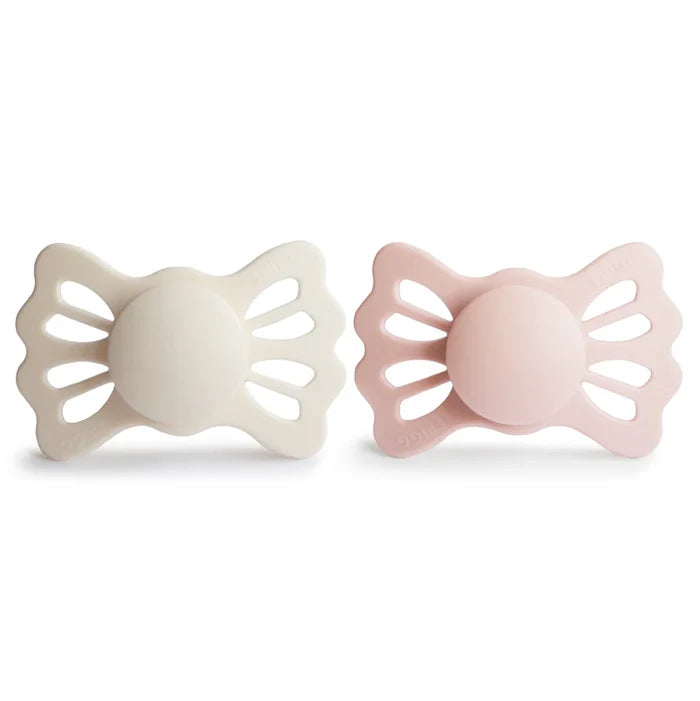 Mushie Frigg Lucky Symmetrical Silicone Pacifier 2-Pack - Cream / Blush