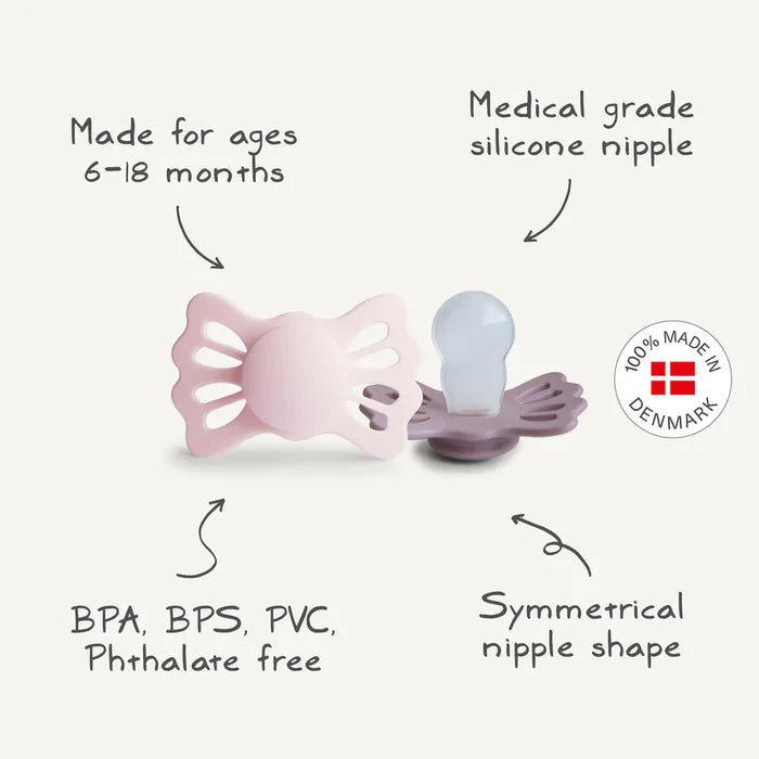 Mushie Frigg Lucky Symmetrical Silicone Pacifier 2-Pack - Sage / Silver Gray