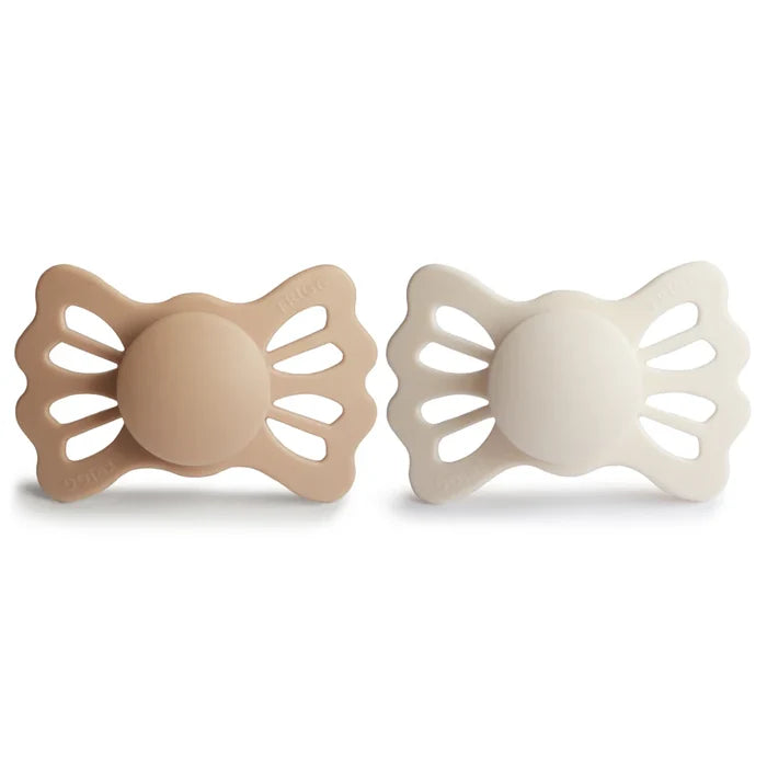 Mushie Frigg Lucky Symmetrical Silicone Pacifier 2-Pack - Silky Satin / Cream