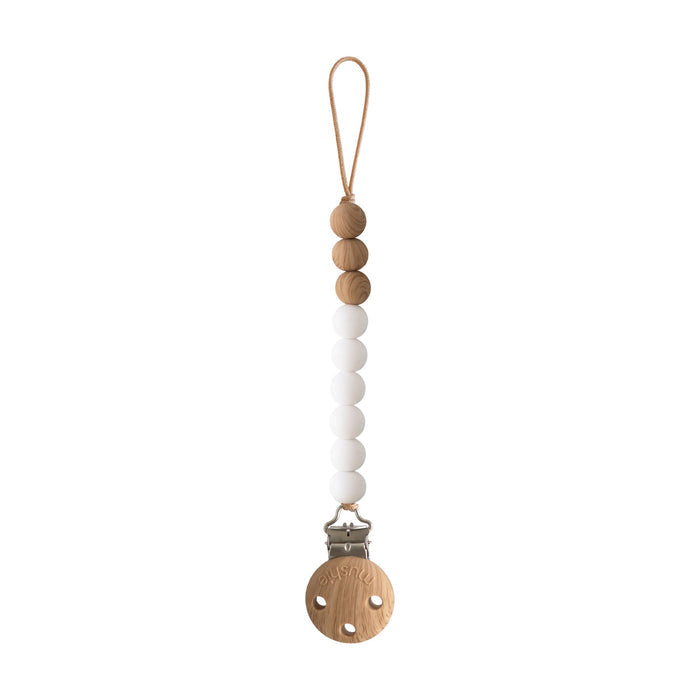 Mushie Silicone Pacifier Clip - Eva - White