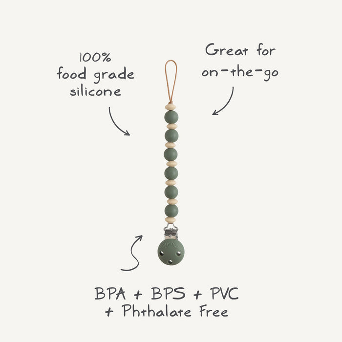 Mushie Silicone Pacifier Clip - Luna - Dried Thyme
