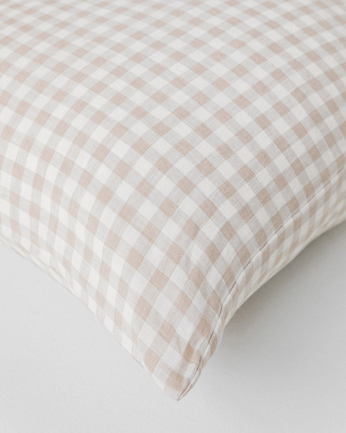 Natural gingham linen pillowcase - MagicLinen