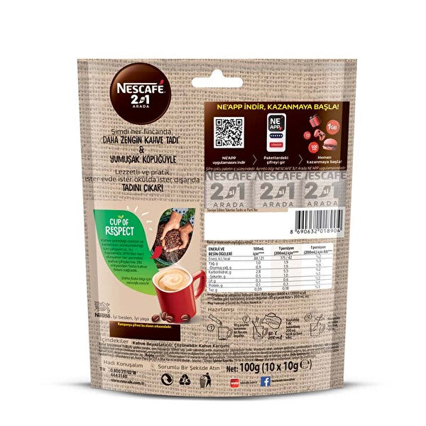Nescafe 2 in 1 Package 10 pcs.- Back Side of the Package