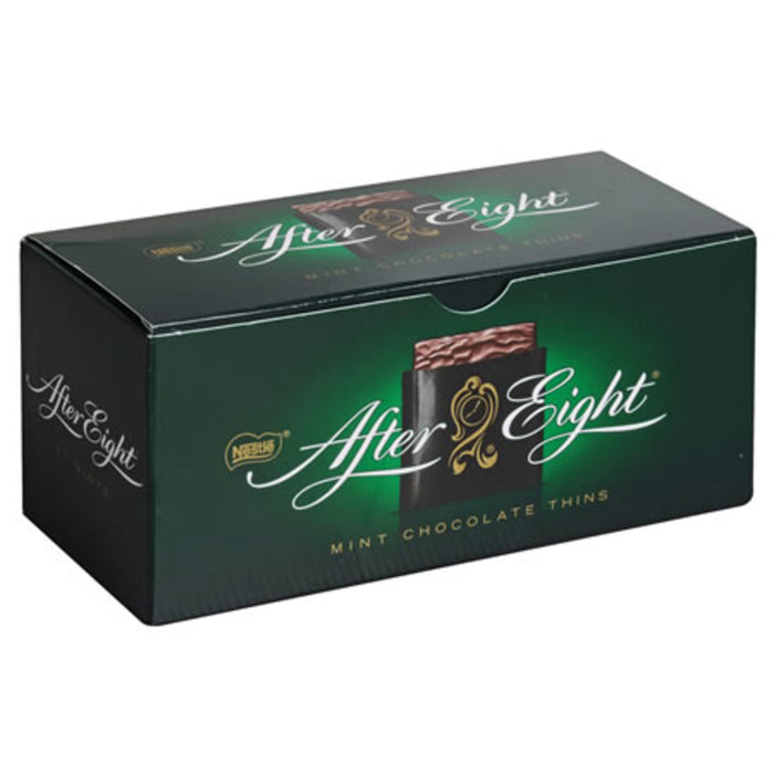 After Eight Classic Mint Chocolate Thins bring a timeless blend of rich dark chocolate and refreshing mint cream.