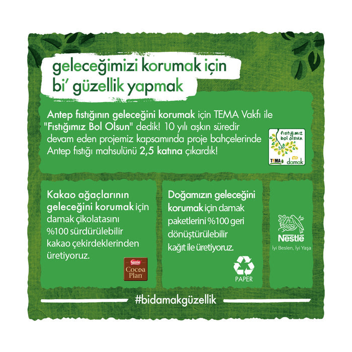 Nestle Damak Gece Pistachio Bitter Square Chocolate (Cacao 55%) 60 G