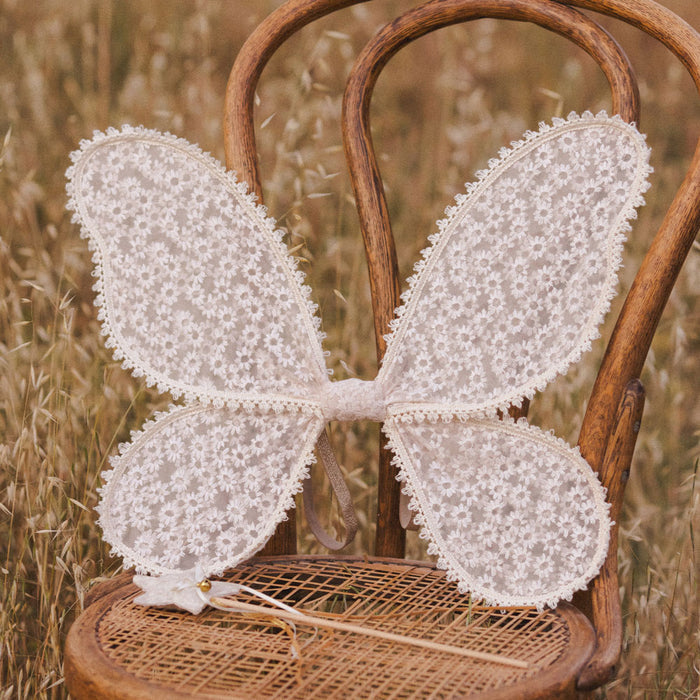 Noralee Wings - Daisy Embroidery - Natural