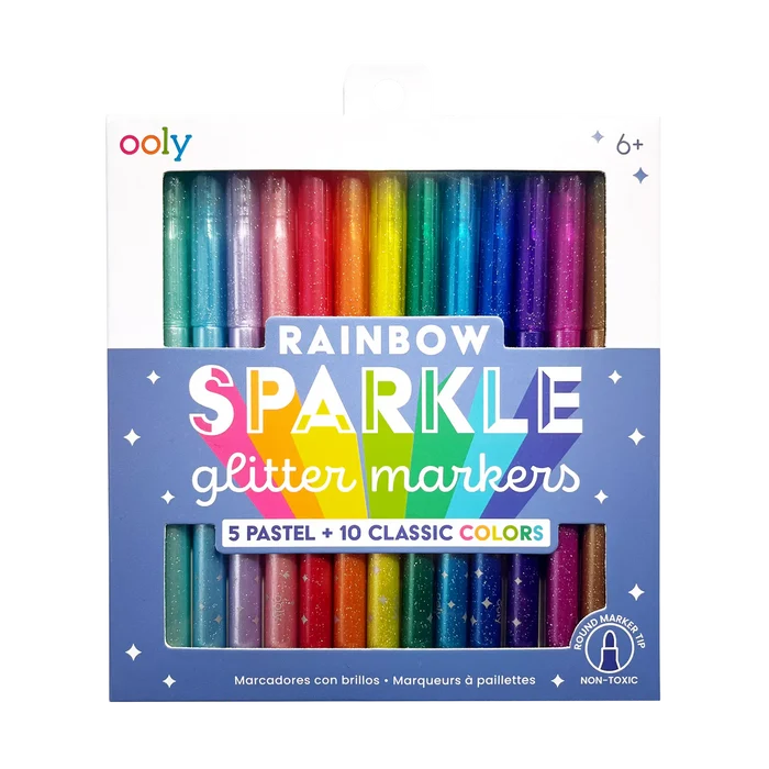 OOLY Rainbow Sparkle Glitter Markers - 15ct