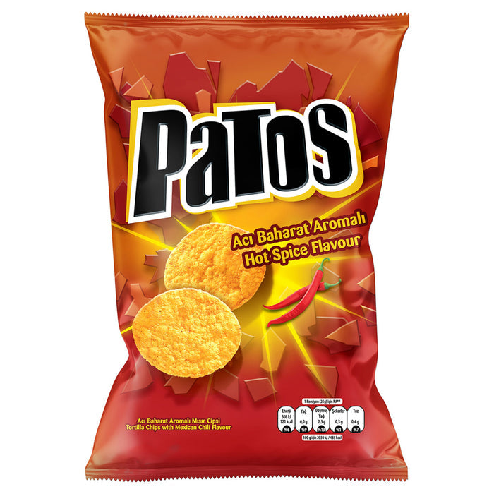 Patos Hot Spice Flavored Seasoned Corn Chips 135 G