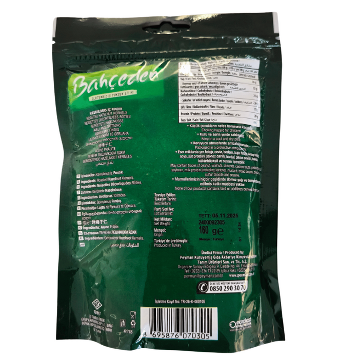 Peyman Bahçeden Roasted Hazelnuts 5.6 oz (160 g) – Premium Turkish Hazelnuts