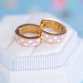 Pierced Co Lilac Checkered Huggies