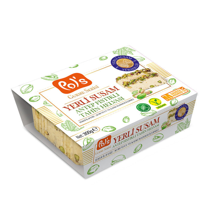Discover the rich, nutty flavor of Pol's Gurme Serisi Pistachio Tahini Halva, a traditional Turkish