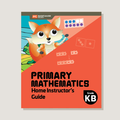 Cover of the 'Primary Mathematics Home Instructor's Guide' featuring a cartoon fox with a die and mathematical symbols, indicating it is for Grade KB (Kindergarten).