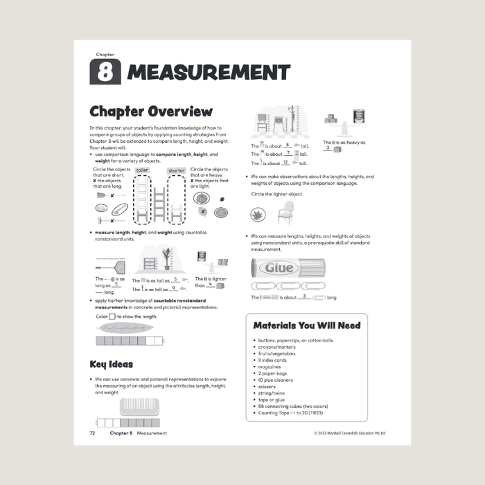 Sample page from Primary Mathematics 2022 focused on Measurement