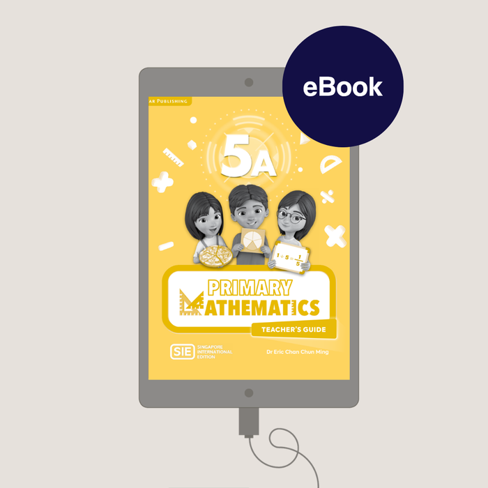 Digital textbook for primary mathematics on a tablet with 'eBook' label