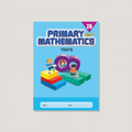 Primary Mathematics 2A Standards Edition Tests cover, blue background with illustrated children playing on large colorful numbers and math symbols