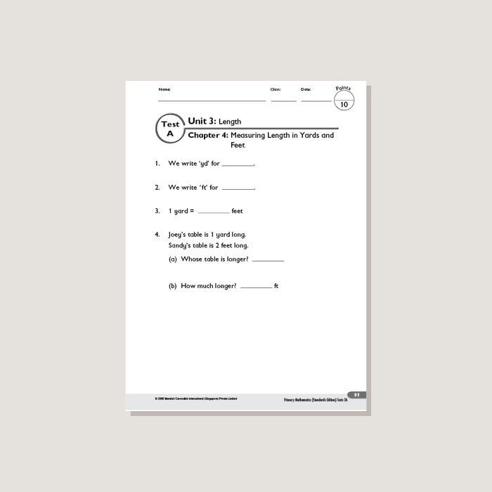 Primary Mathematics Standards Edition Tests 2A