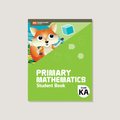 Cover of 'Primary Mathematics Student Book KA' featuring a cartoon fox with a die and a green background, indicating it is for Grade K (Kindergarten) level.
