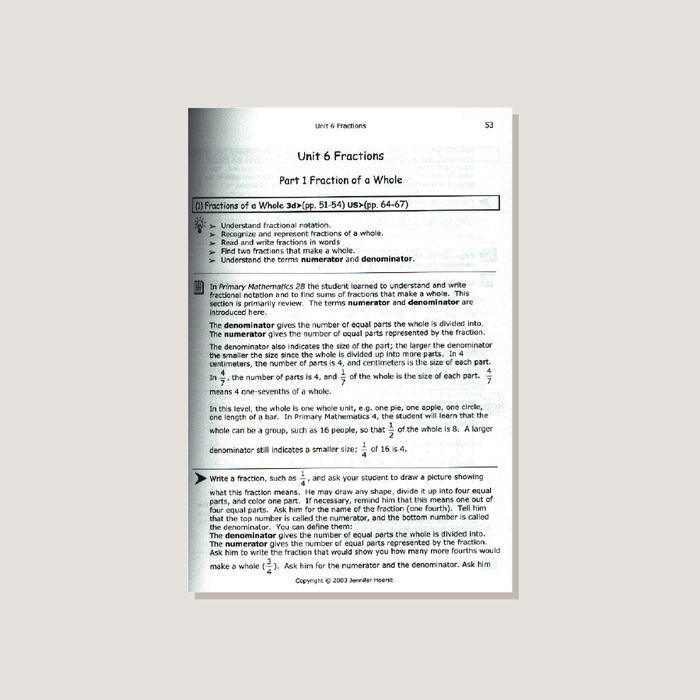Primary Mathematics U.S. Edition Home Instructor's Guide 3B - Blemished