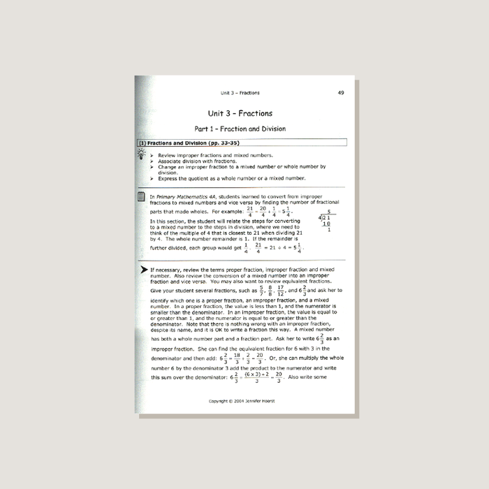 Primary Mathematics U.S. Edition Home Instructor's Guide 5A - Blemished