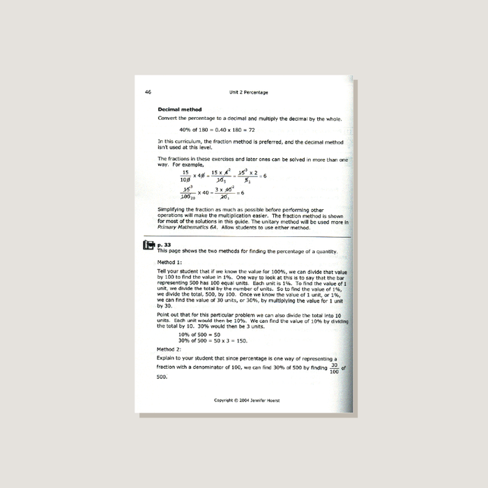 Primary Mathematics U.S. Edition Home Instructor's Guide 5B