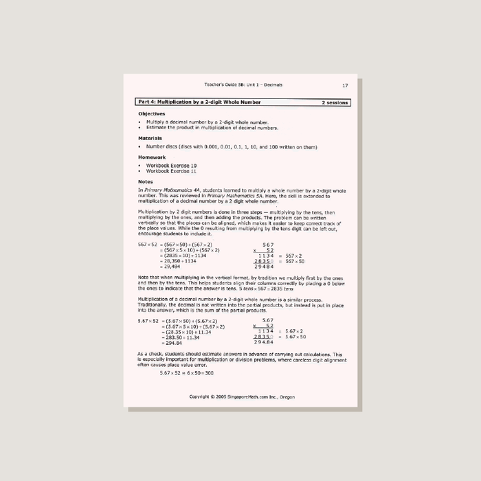 Primary Mathematics U.S. Edition Teacher's Guide 5B