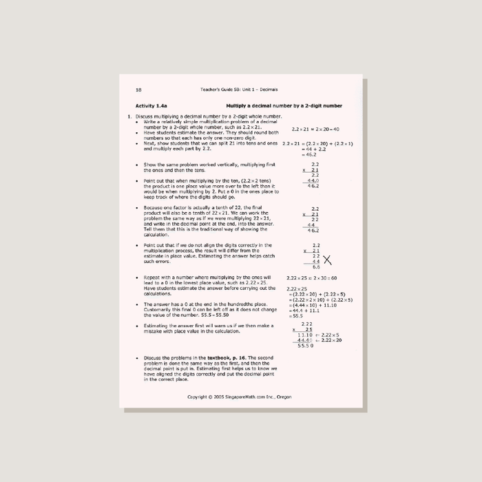 Primary Mathematics U.S. Edition Teacher's Guide 5B