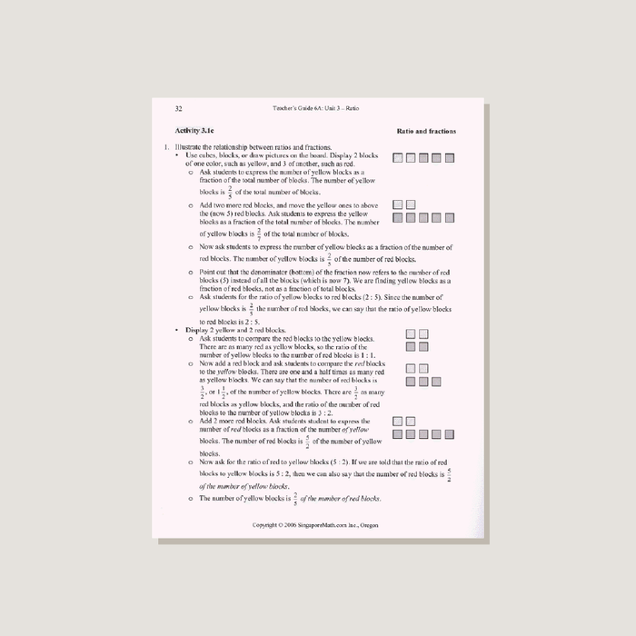 Primary Mathematics U.S. Edition Teacher's Guide 6A