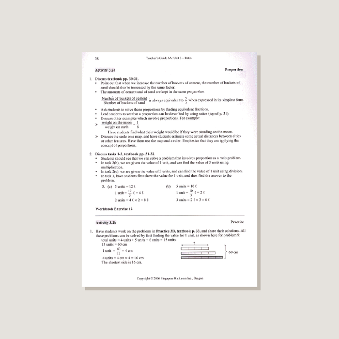Primary Mathematics U.S. Edition Teacher's Guide 6A