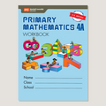 Primary Mathematics 4A workbook cover with colorful numbers and children on a light blue background