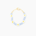 Quill and Goose 14K Gold Filled Floral Bracelet - White and Blue