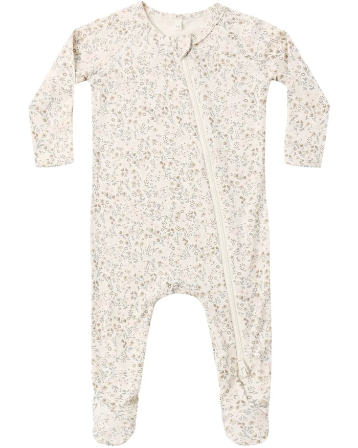 Quincy Mae Bamboo Zip Footie - Bloom