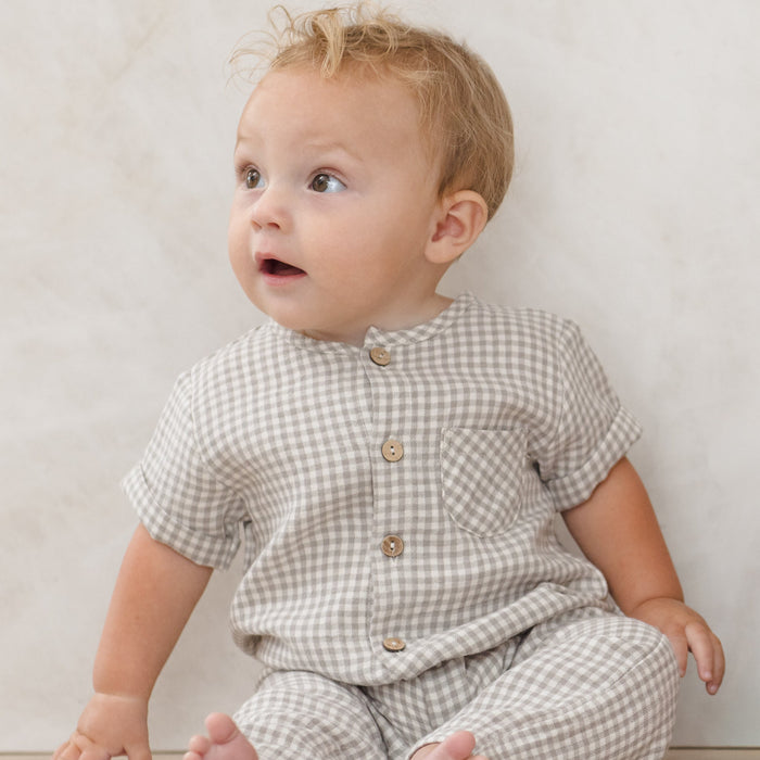 Quincy Mae Charlie Jumpsuit - Sage Gingham