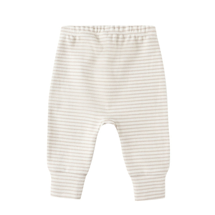Quincy Mae Drawstring Pant - Oat Micro Stripe