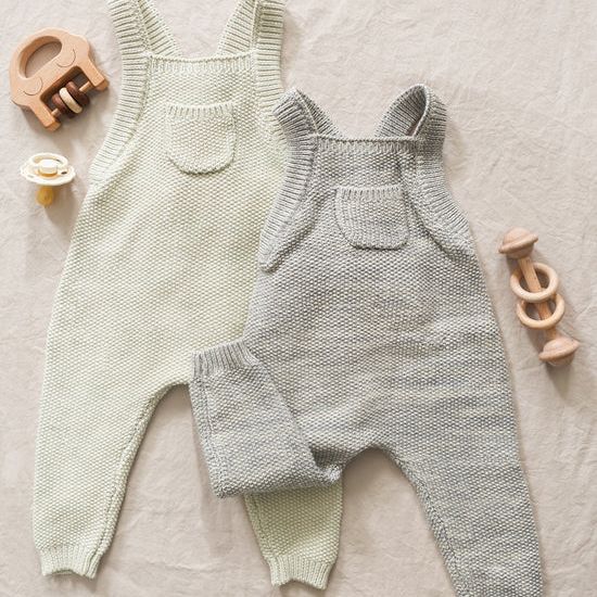 Quincy Mae Knit Overall - Heathered Blue