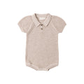 Quincy Mae Knit Polo Romper - Heathered Latte