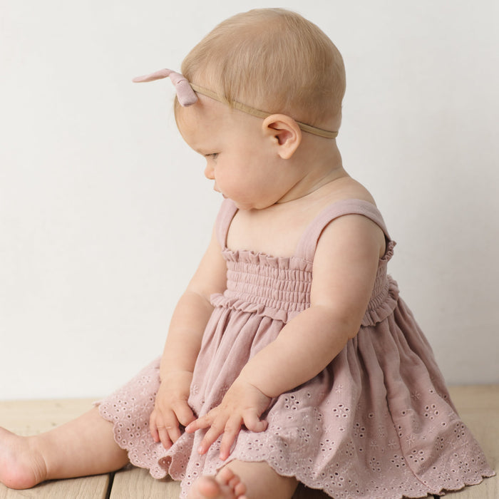 Quincy Mae Mae Smocked Top + Bloomer Set - Mauve