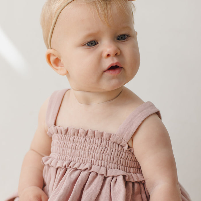 Quincy Mae Mae Smocked Top + Bloomer Set - Mauve