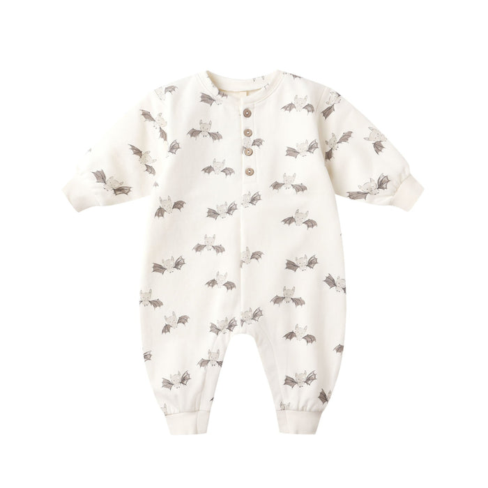 Quincy Mae Relaxed Fleece Jumpsuit - Bats