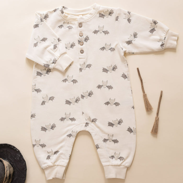 Quincy Mae Relaxed Fleece Jumpsuit - Bats