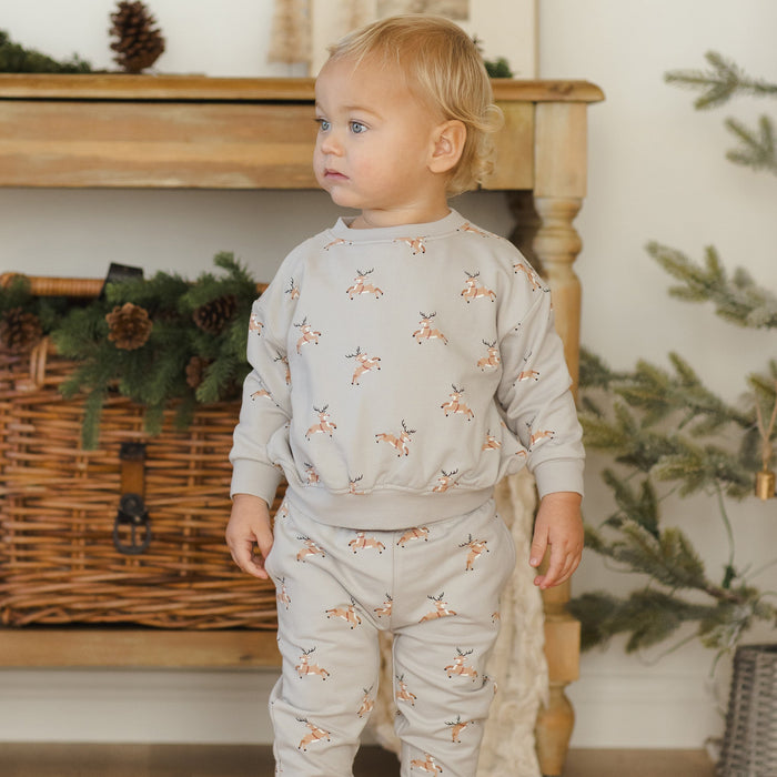 Quincy Mae Relaxed Fleece Sweatpant - Reindeer