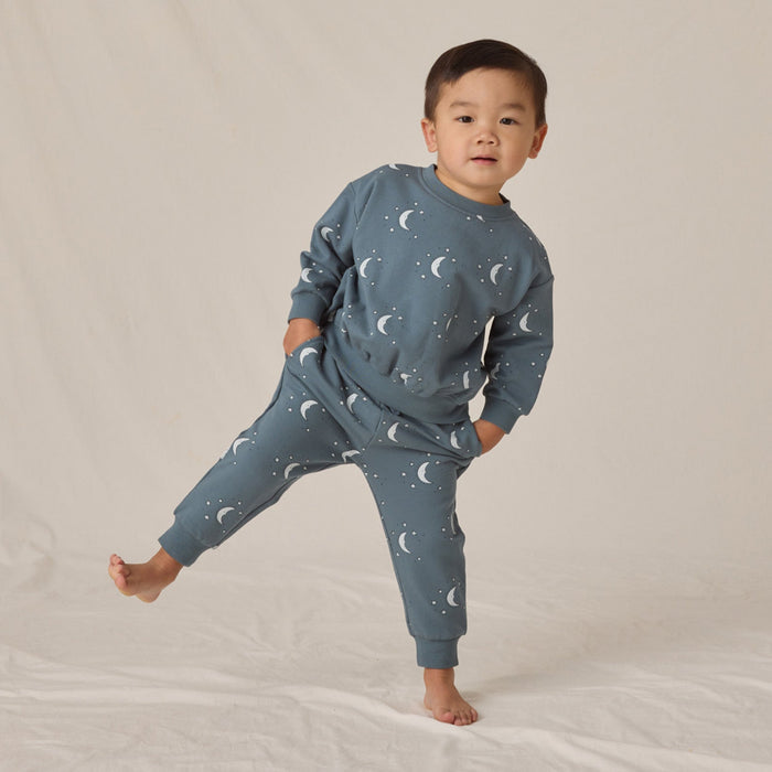 Quincy Mae Relaxed Fleece Sweatpant - Silver Moons