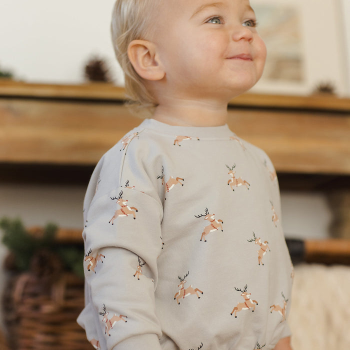 Quincy Mae Relaxed Fleece Sweatshirt - Reindeer