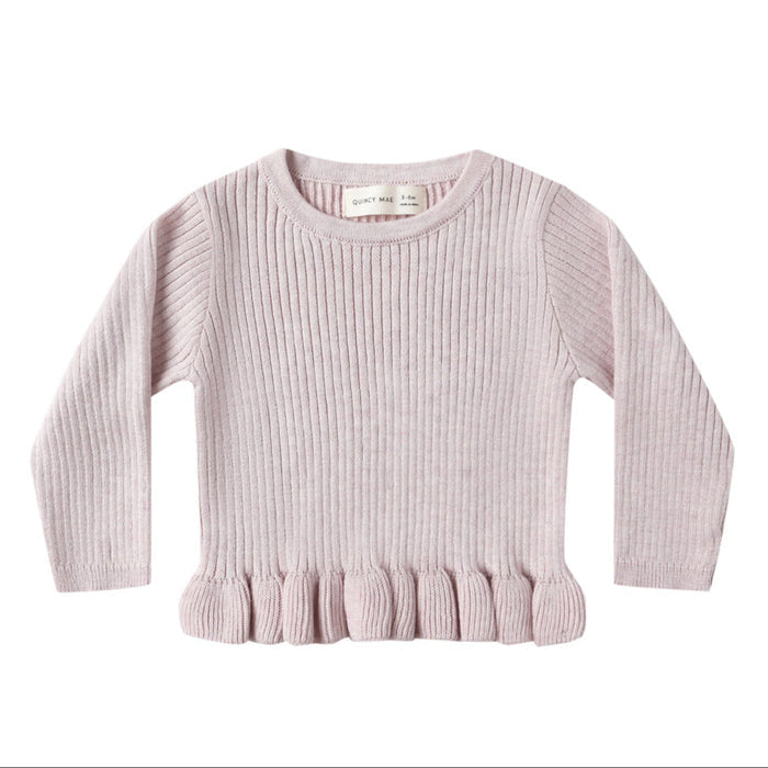 Quincy Mae Rib Knit Peplum Top - Lilac