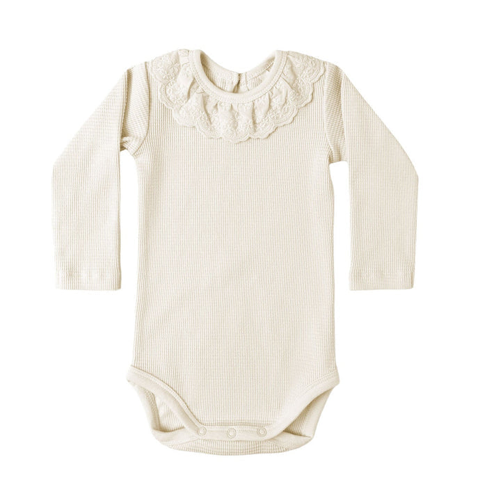 Quincy Mae Ruffle Collar Bodysuit - Natural