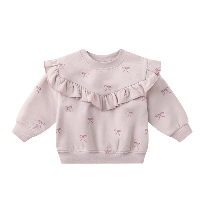 Quincy Mae Ruffle Fleece Sweatshirt - Bows